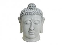 Dekoration Buddha XL grå huvud magnesia (B/H/D) 33x48x33 cm , hemmetshjarta.se
