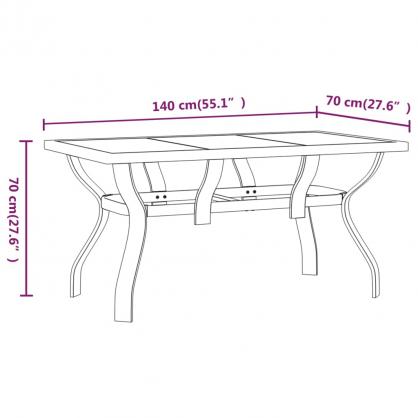 Matbord fr trdgrd 140x70x70 cm brun stl och glas brun och svart , hemmetshjarta.se