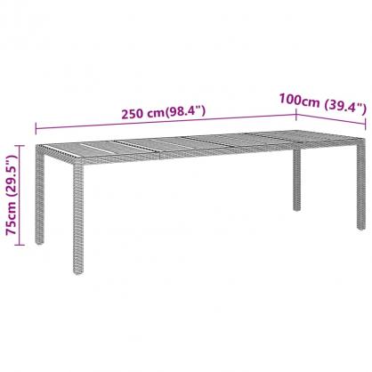 Matbord fr trdgrd 250x100x75 cm akaciatr och konstrotting svart , hemmetshjarta.se