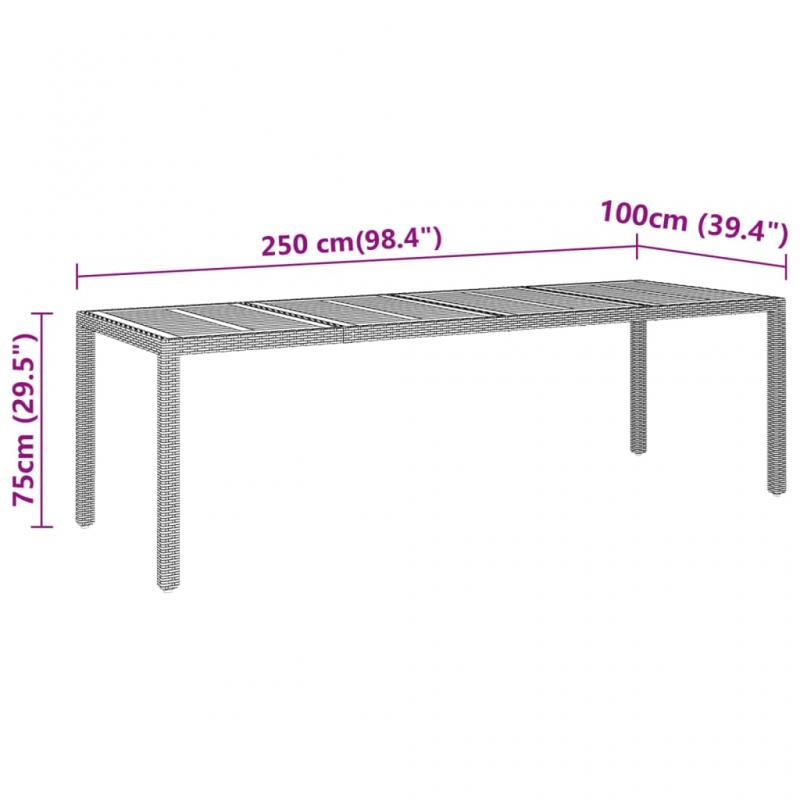 Matbord fr trdgrd 250x100x75 cm akaciatr och konstrotting svart , hemmetshjarta.se