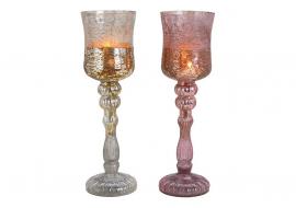 Ljuslykta värmeljus glas champagne rosa 2-pack (B/H/D) 11x38x11cm , hemmetshjarta.se