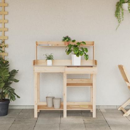 Planteringsbord med hyllor massivt grantr , hemmetshjarta.se