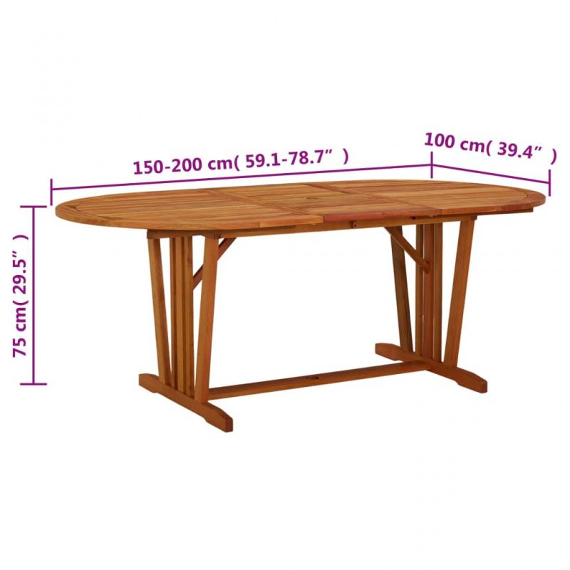 Matbord fr trdgrd utdragbart (150-200)x100x75 massivt eukalyptustr , hemmetshjarta.se