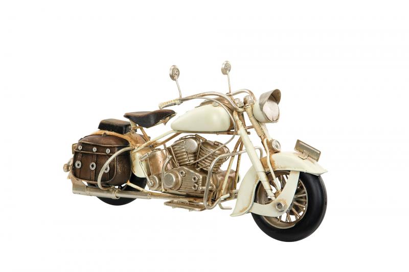 A Lot Decoration - Metalldekoration Motorcykel Creme Metall 28x11x14cm , hemmetshjarta.se
