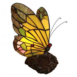 Dekorativ lampa Tiffany Butterfly 15x15x27 Cm E14/Max 1x25W Gult , hemmetshjarta.se