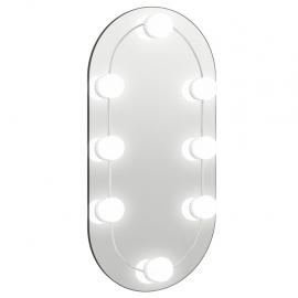 Väggspegel med LED-belysning oval 40x20 cm glas , hemmetshjarta.se