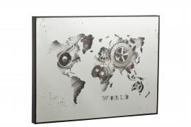 Väggklocka Världskarta Spegel Silver 80x5x60 , hemmetshjarta.se