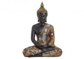 Dekoration Buddha svart guld polyresin (B/H/D) 21x27x12 cm , hemmetshjarta.se