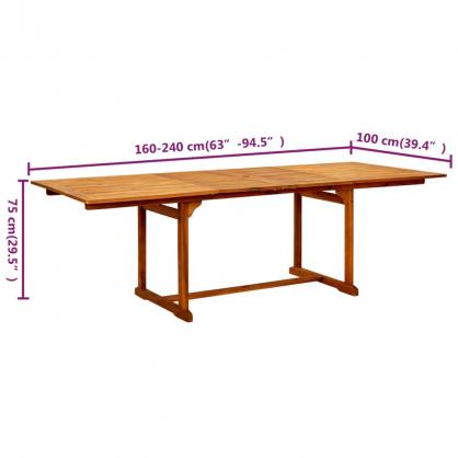 Matbord fr trdgrd utdragbart (160-240)x100x75 cm massivt akaciatr , hemmetshjarta.se