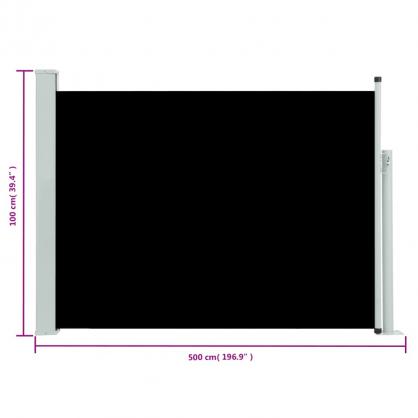 Infllbar sidomarkis fr uteplats svart 100x500 cm , hemmetshjarta.se