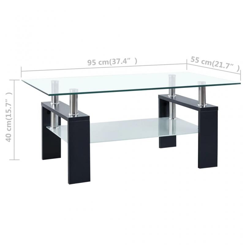 Soffbord 95x55x40 cm hrdat glas svart transparent , hemmetshjarta.se