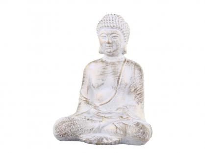 Dekoration Buddha med guldmnster H28,5/L23/B17,5 cm creme , hemmetshjarta.se