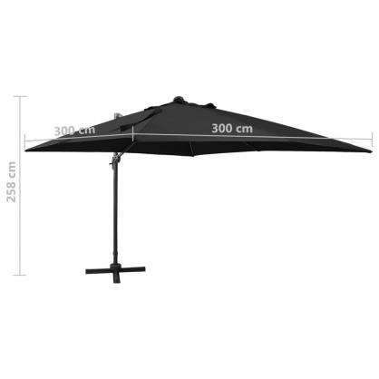 Frihngande parasoll med stng och LED svart 300 cm , hemmetshjarta.se