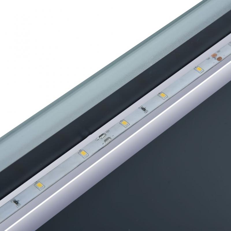 Badrumsspegel LED med touch-sensor och tidsdisplay 80x60 cm , hemmetshjarta.se