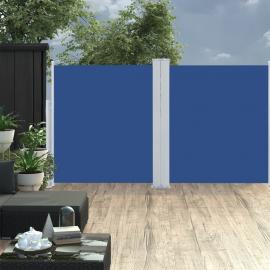 Infällbar sidomarkis för uteplats blå 140x600 cm dubbel , hemmetshjarta.se