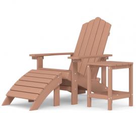 Däckstol för trädgården med pall och bord HDPE brun , hemmetshjarta.se