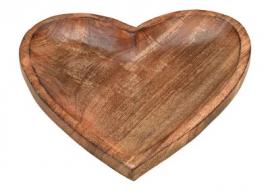 Dekorativ Skål Hjärta av mangoträ gjord av brunt trä (B/H/D) 26x3x26cm , hemmetshjarta.se