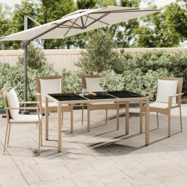 Matbord för trädgård 150x90x75 cm beige konstrotting , hemmetshjarta.se
