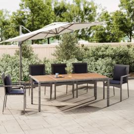 Matbord för trädgård 190x90x75 cm grå konstrotting & massiv akacia , hemmetshjarta.se