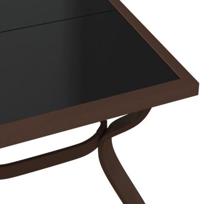 Matbord fr trdgrd 140x70x70 cm brun stl och glas brun och svart , hemmetshjarta.se