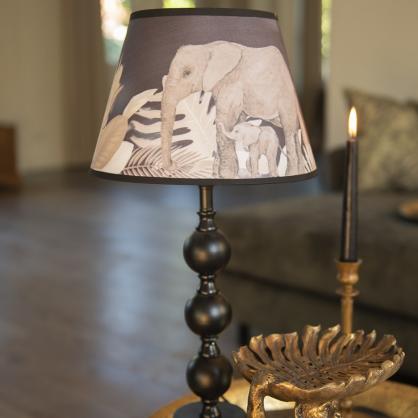 Bordslampa  27x57 Cm Svart Gr Keramik Elefanter Rund Skrivbordslampa , hemmetshjarta.se