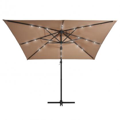 Frihngande parasoll med stng och LED taupe 250x250 cm , hemmetshjarta.se