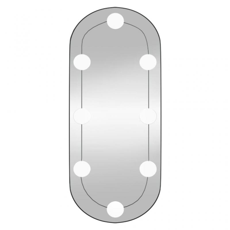 Vggspegel med LED-belysning oval 25x60 cm glas , hemmetshjarta.se