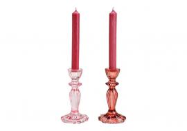 Ljusstake av glas rosa rosa 2-pack (B/H/D) 8x15x8cm , hemmetshjarta.se