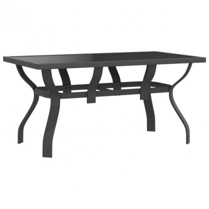 Matbord fr trdgrd 140x70x70 cm gr stl och glas gr och svart , hemmetshjarta.se