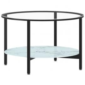 Soffbord härdat glas svart och vit marmor 70 cm , hemmetshjarta.se