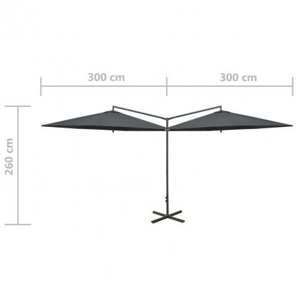 Dubbelt parasoll med stlstng antracit 600 cm , hemmetshjarta.se