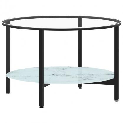 Soffbord hrdat glas svart och vit marmor 70 cm , hemmetshjarta.se