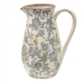 Dekorativ kanna 24x17x30 cm Grå beige Keramik blommor , hemmetshjarta.se