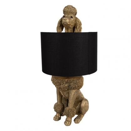 Bordslampa Hund pudel 30x28x57 cm Guldfrgad Svart Polyresin , hemmetshjarta.se