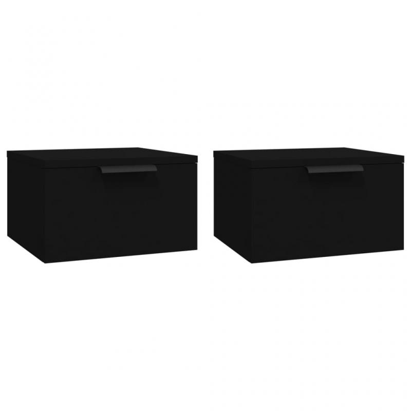 Vggmonterad sngbord svart 34x30x20 cm 2 st , hemmetshjarta.se