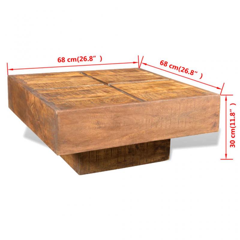 Soffbord 68x68x30 cm fyrkantigt massivt mangotr brun , hemmetshjarta.se