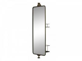 Spegel med 2 hyllor på baksidan H80 / L25 / W17 cm antik mässing , hemmetshjarta.se