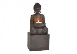 Dekoration Buddha svart värmeljushållare polyresin (B/H/D) 12x30x9cm , hemmetshjarta.se