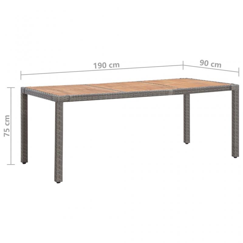 Matbord fr trdgrd 190x90x75 cm gr konstrotting massivt akaciatr , hemmetshjarta.se