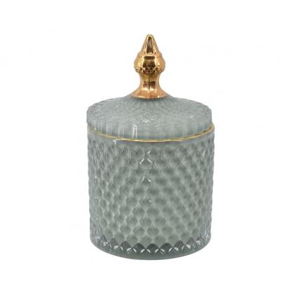 Dekorativ Glasburk, mint, med guldkant H18xD10,5 cm , hemmetshjarta.se