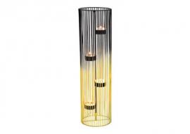 Värmeljushållare för 4 värmeljus Metall Svart/Guld (B/H/D) 12x42x12cm , hemmetshjarta.se