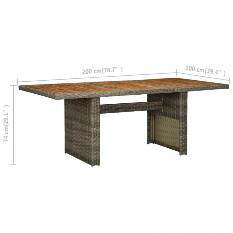 Matbord fr trdgrd 200x100x74 cm brun konstrotting och massivt akaciatr , hemmetshjarta.se
