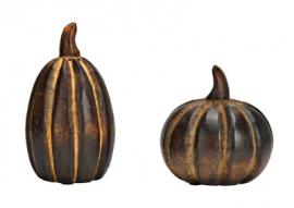 Dekoration Pumpa av mangoträ, brun, 2-pack (B/H/D) 12x13x12/10x16x10cm , hemmetshjarta.se