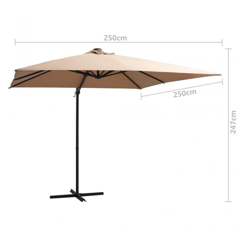 Frihngande parasoll med stng och LED taupe 250x250 cm , hemmetshjarta.se