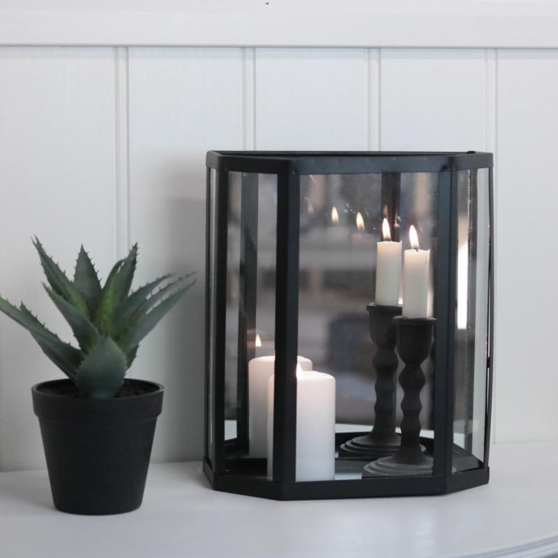 Ljuslykta Vggl med spegel 28 cm - matt svart , hemmetshjarta.se