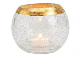 Värmeljushållare Cracking av glas transparent guld (B/H/D) 12x10x12cm , hemmetshjarta.se