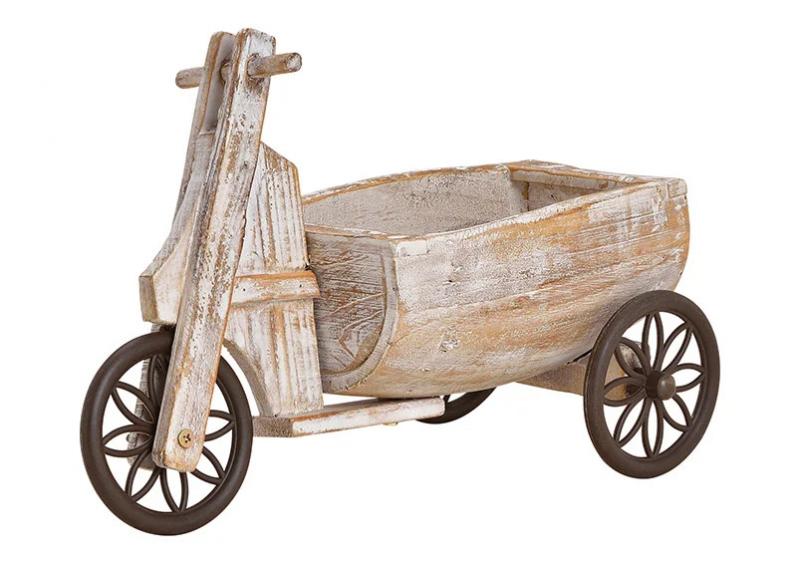 Dekorativ vxtlda Trehjuling tr brun (B/H/D) 14x26x35cm , hemmetshjarta.se