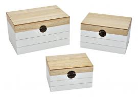 Förvaringsbox 3-pack trä beige vit (B/H/D) 30x20x17 25x18x15 20x15x12 cm , hemmetshjarta.se