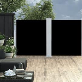 Infällbar sidomarkis för uteplats svart 140x600 cm dubbel , hemmetshjarta.se