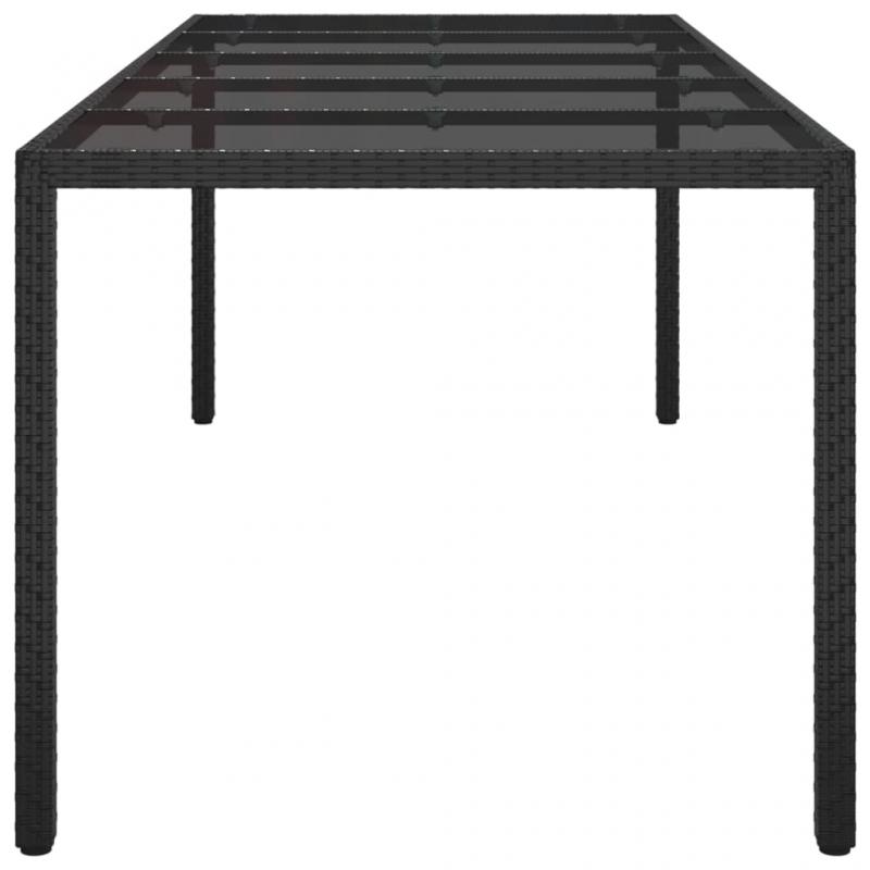Matbord fr trdgrd 250x100x75 cm svart och konstrotting , hemmetshjarta.se